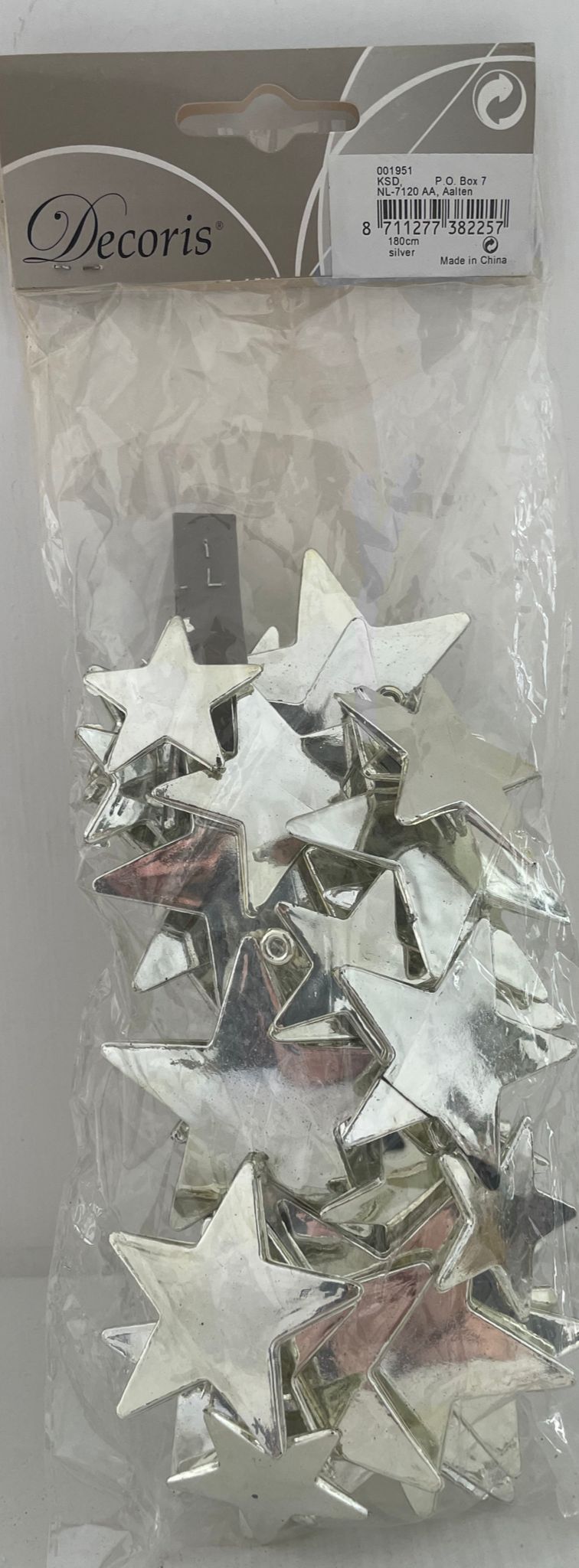Addobbo Albero di Natale Ghirlanda Collana Di Stelle Grandi Argento