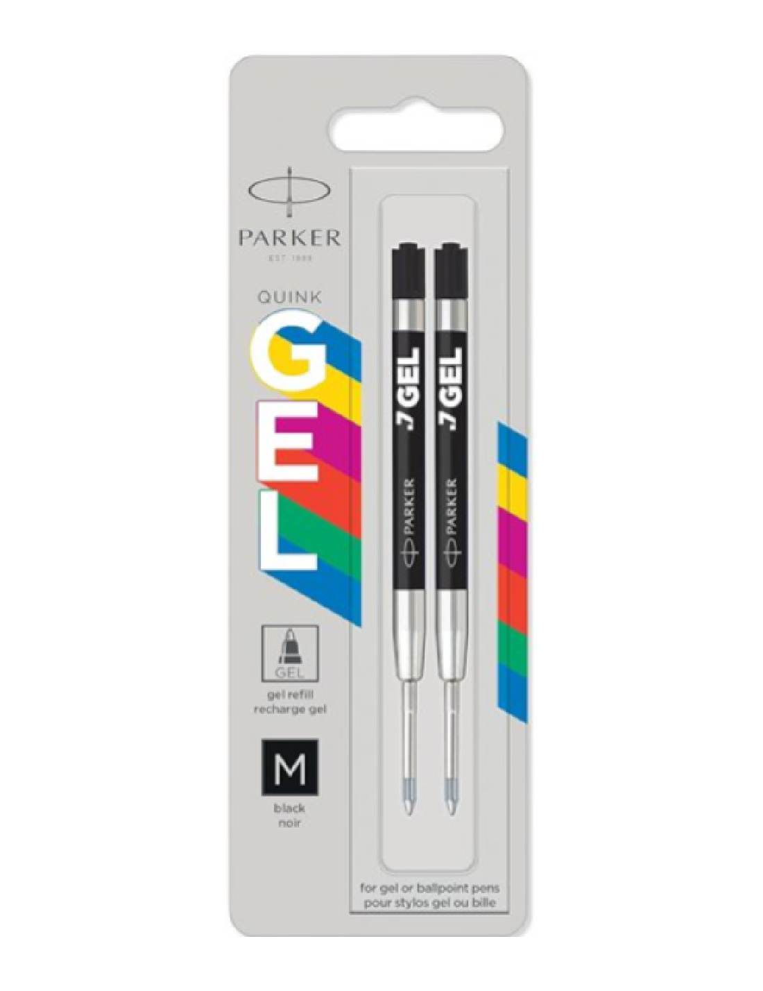 Refill Per Penna Parker Gel Punta Media Nero 2pz