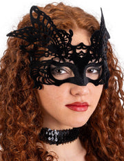 Maschera Di Halloween Farfalla In Plastica Con Velluto