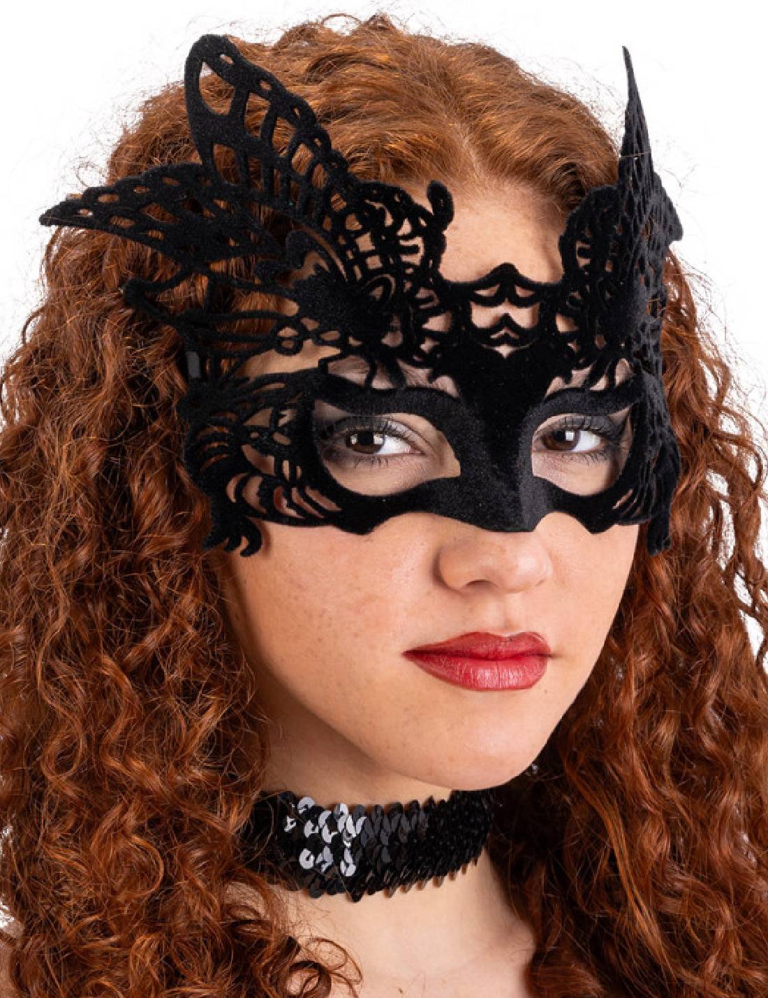 Maschera Di Halloween Farfalla In Plastica Con Velluto