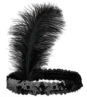 Fascia Nera Paillettes Con Piuma Accessori Halloween E Carnevale