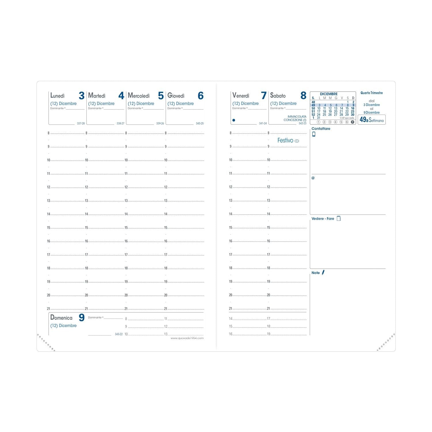 Ricarica Agenda Settimanale 13 Mesi 2025 Quo Vadis Affari 15cm