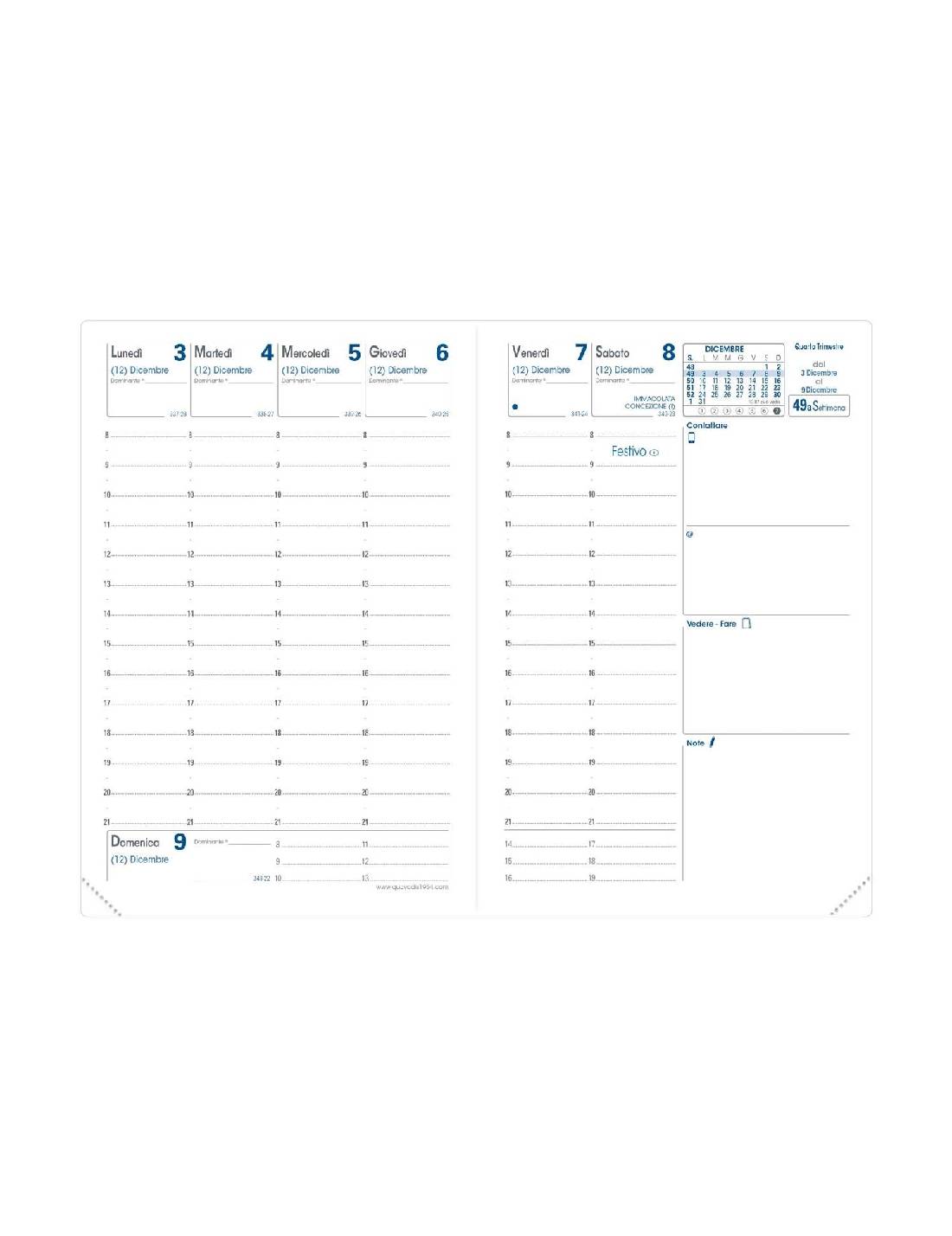 Agenda Settimanale 13 Mesi 2026 Quo Vadis Affari Roma Blu Navy