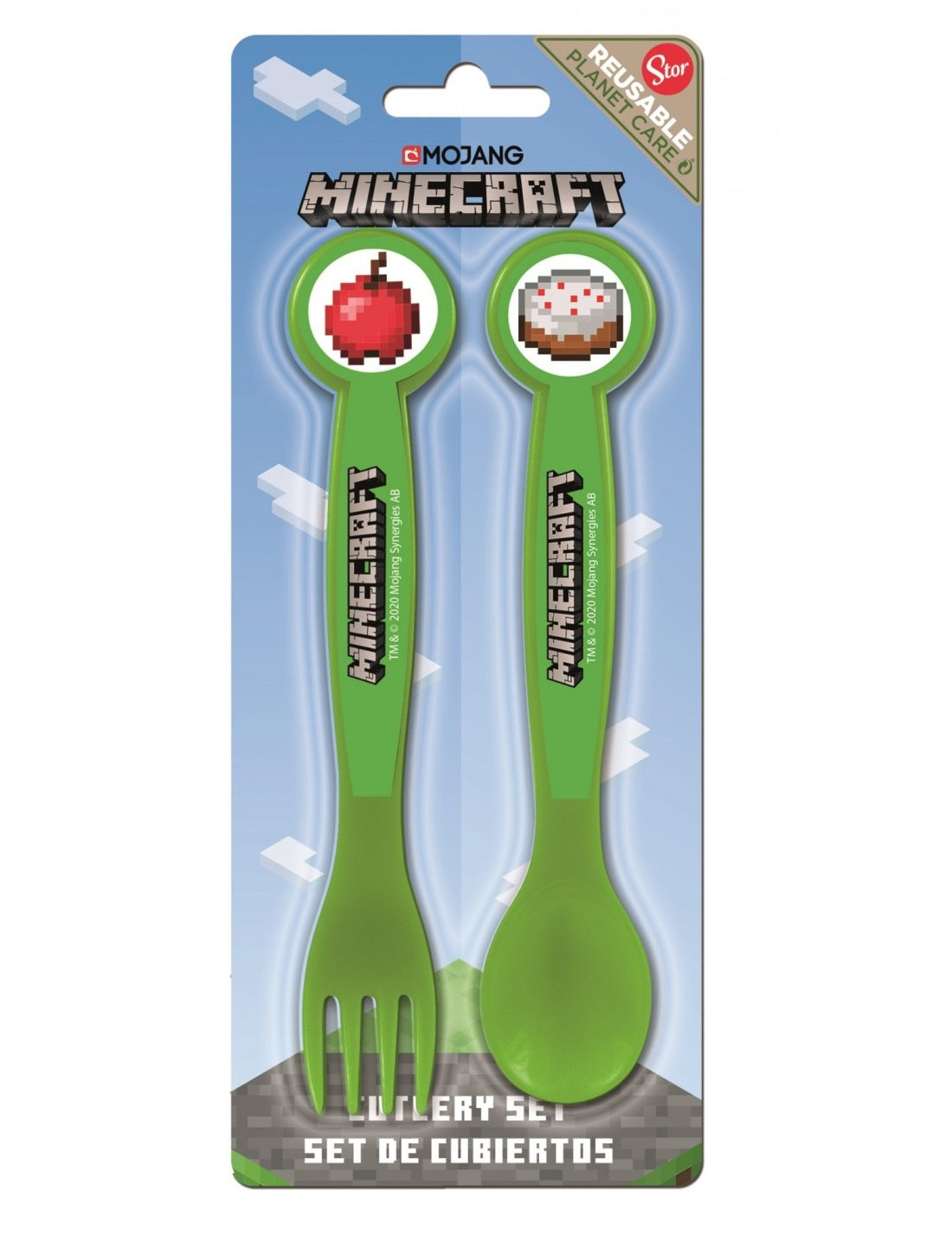 Set Posate Per Bambini Cucchiaio E Forchetta Minecraft