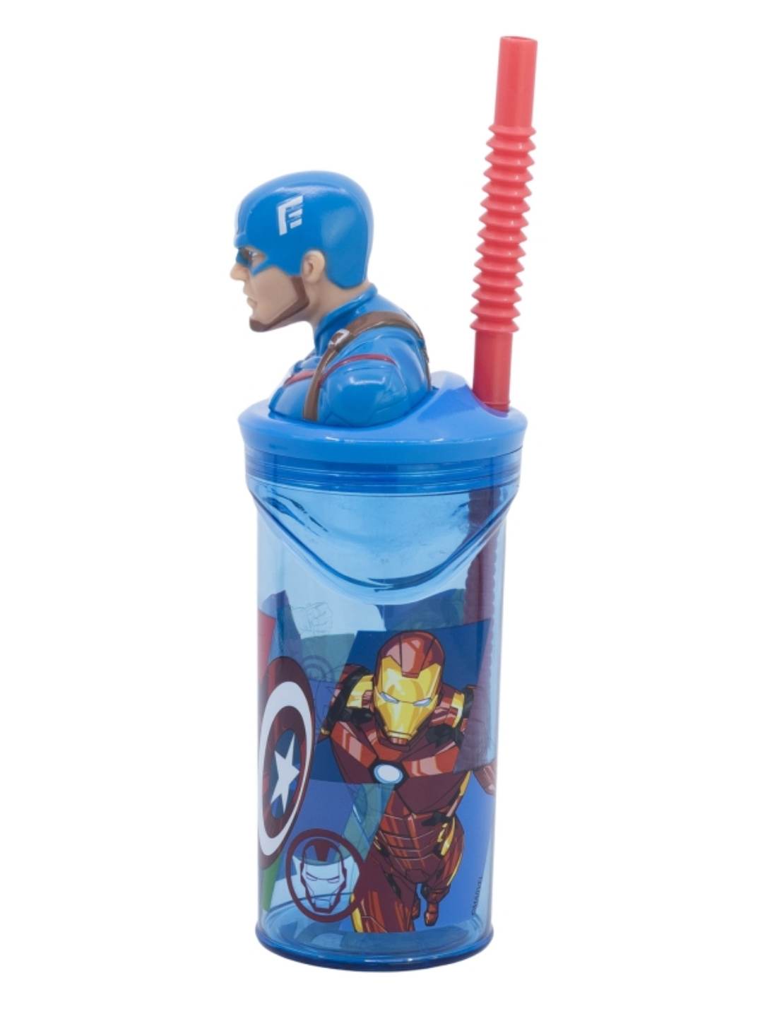 Bicchiere Borraccia Con Cannuccia Marvel Capitan America 360ml