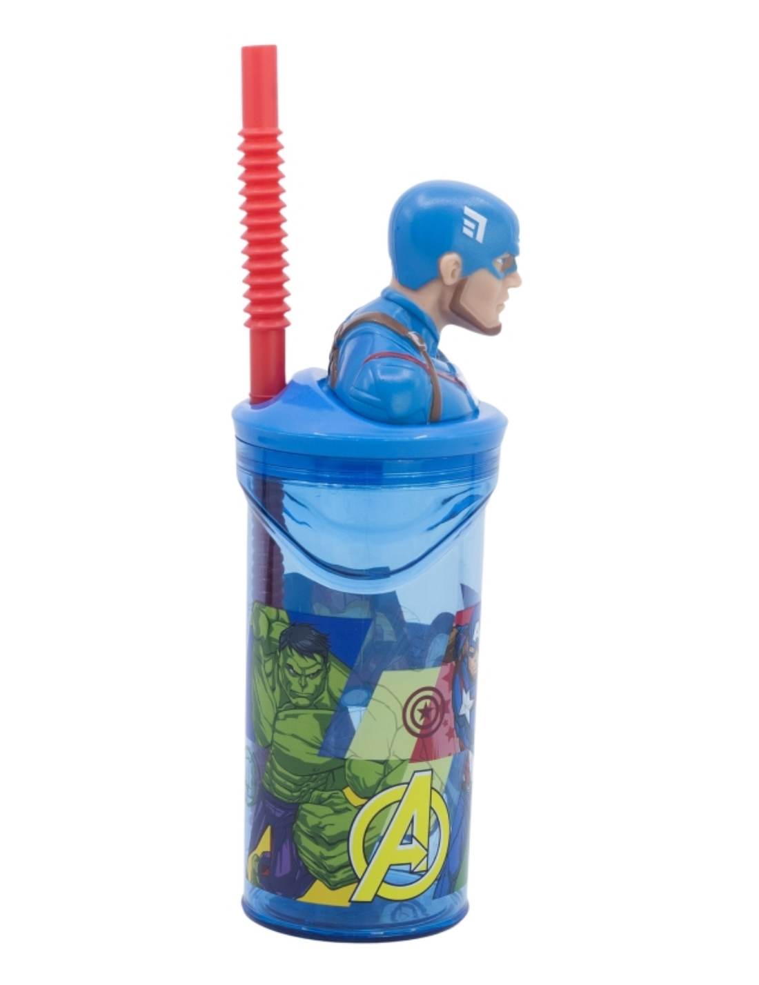Bicchiere Borraccia Con Cannuccia Marvel Capitan America 360ml
