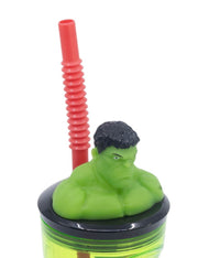 Bicchiere Borraccia Con Cannuccia Marvel Hulk 3D 360ml