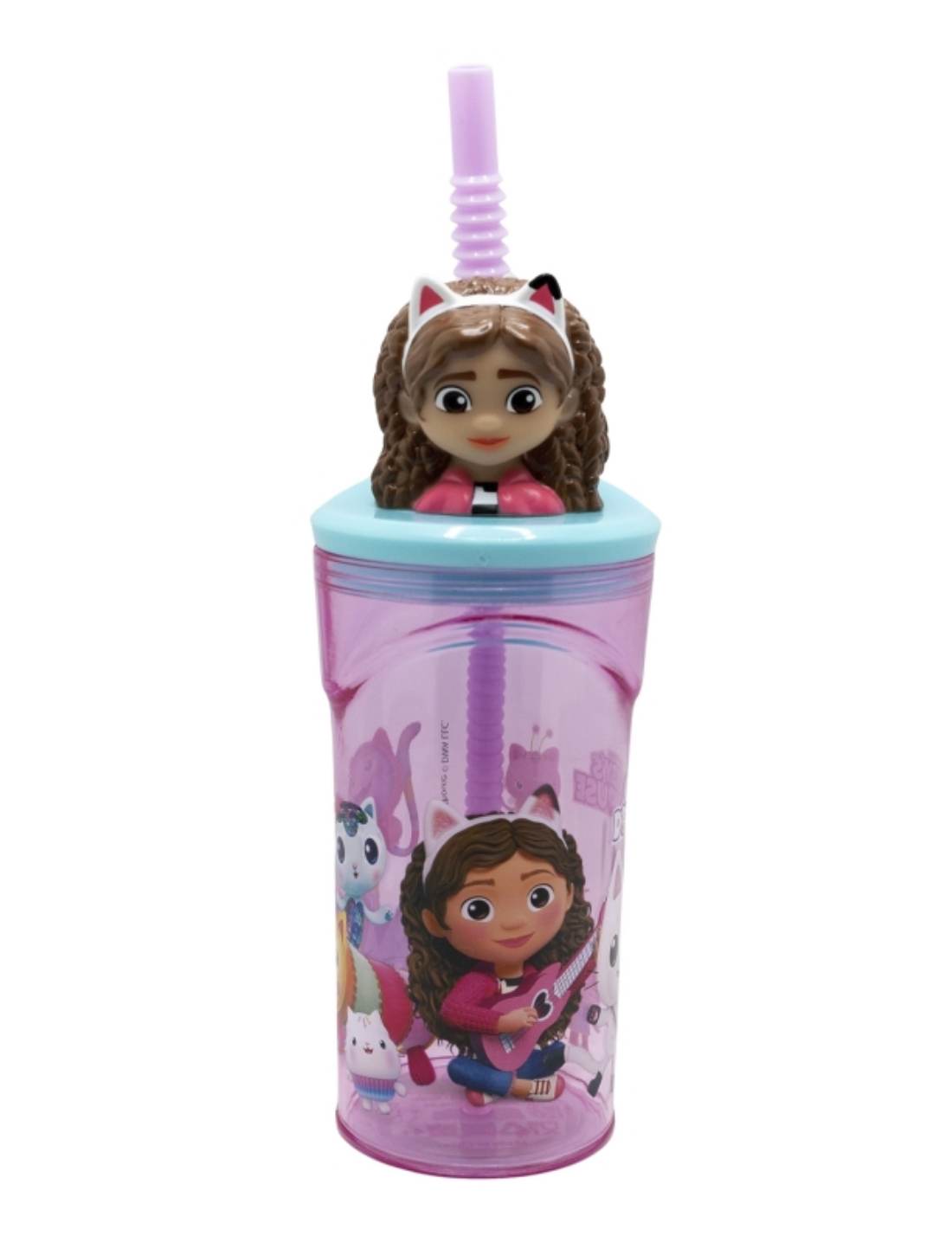 Bicchiere Borraccia Con Cannuccia Gabby's Dollhouse 3D 360ml