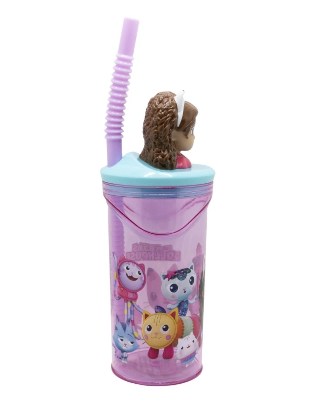 Bicchiere Borraccia Con Cannuccia Gabby's Dollhouse 3D 360ml