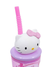 Bicchiere Borraccia Con Cannuccia Hello Kitty 3D 360ml