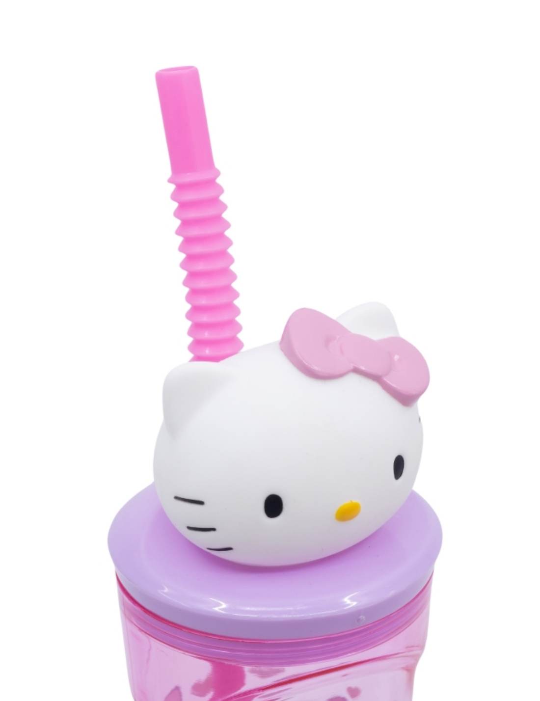 Bicchiere Borraccia Con Cannuccia Hello Kitty 3D 360ml