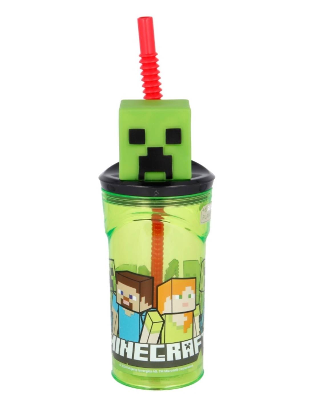 Bicchiere Borraccia Con Cannuccia Minecraft 3D 360ml
