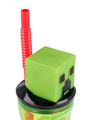 Bicchiere Borraccia Con Cannuccia Minecraft 3D 360ml