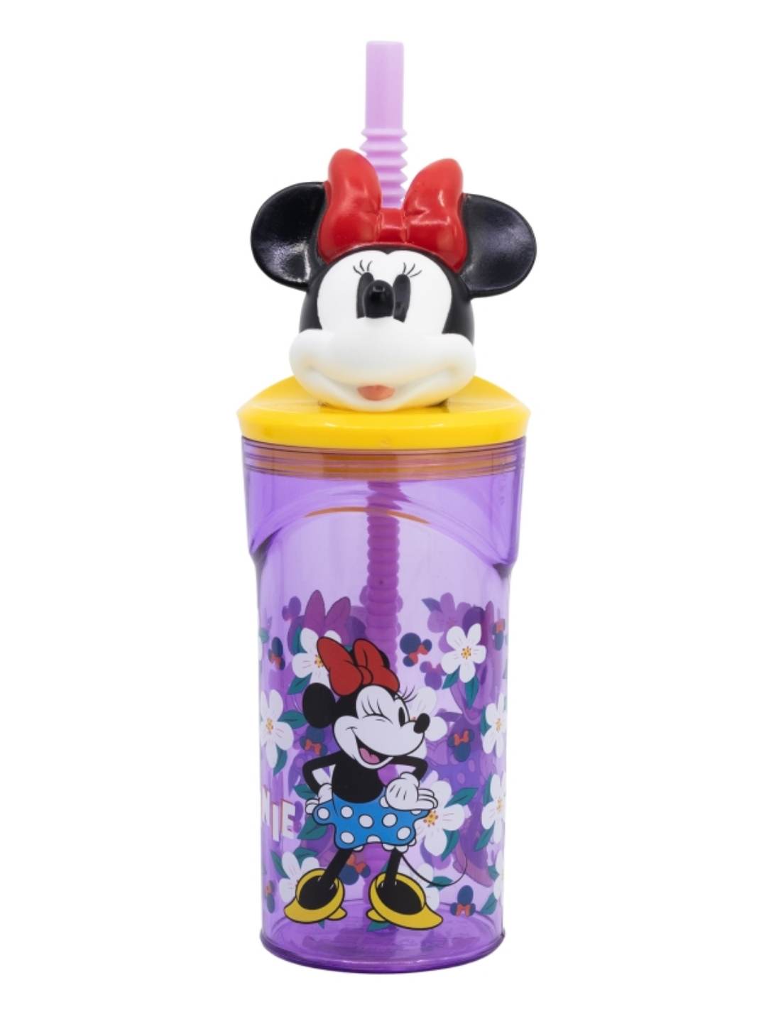 Bicchiere Borraccia Con Cannuccia Disney Minnie Mouse 3D 360ml