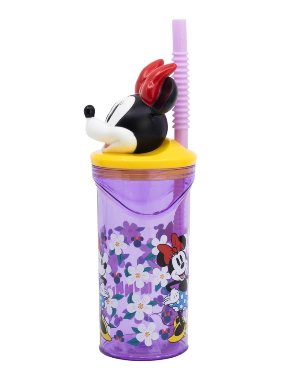 Bicchiere Borraccia Con Cannuccia Disney Minnie Mouse 3D 360ml
