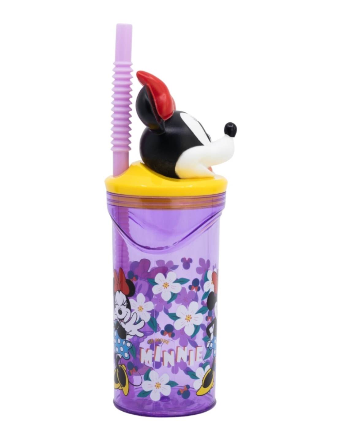 Bicchiere Borraccia Con Cannuccia Disney Minnie Mouse 3D 360ml
