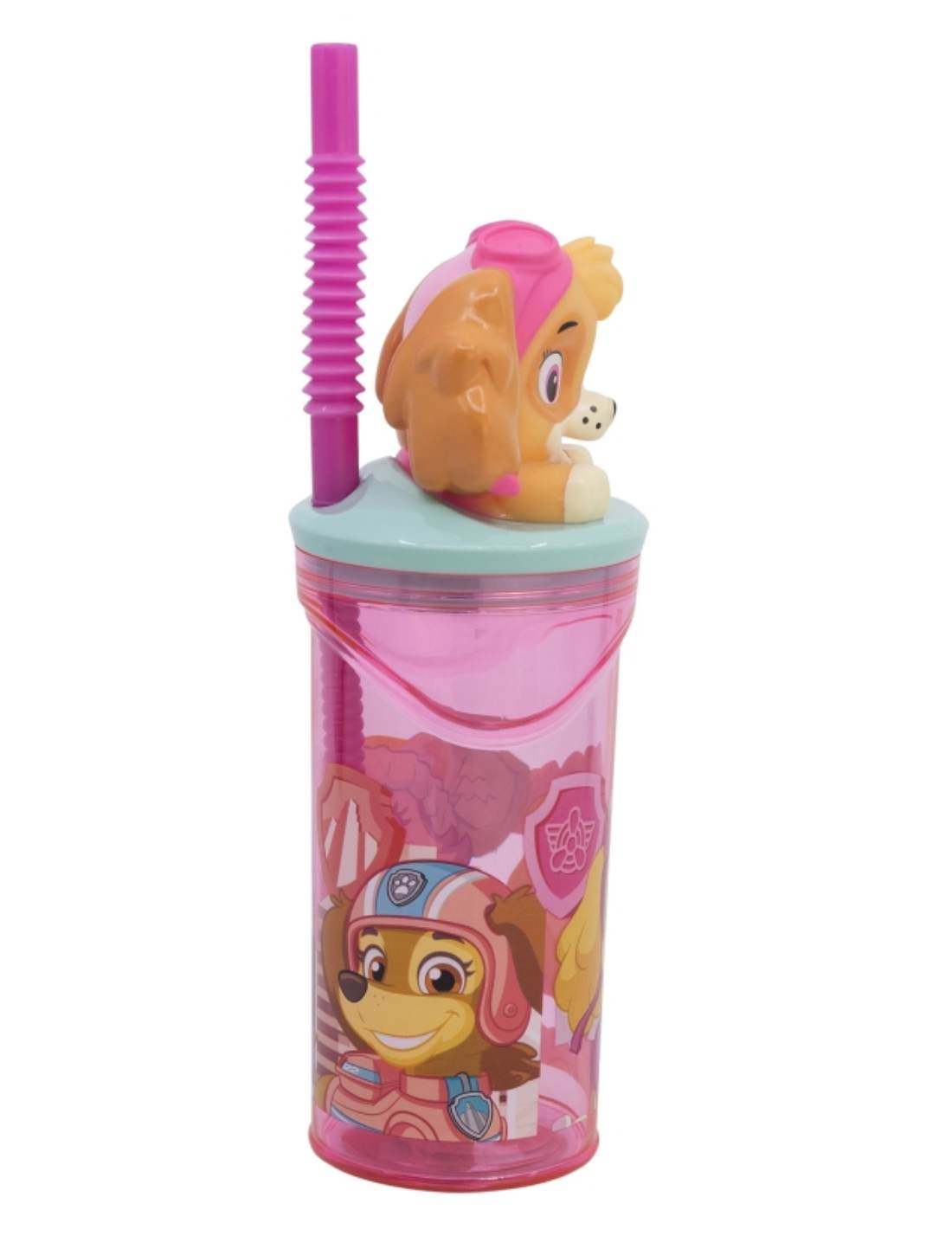 Bicchiere Borraccia Con Cannuccia Paw Patrol 3D 360ml