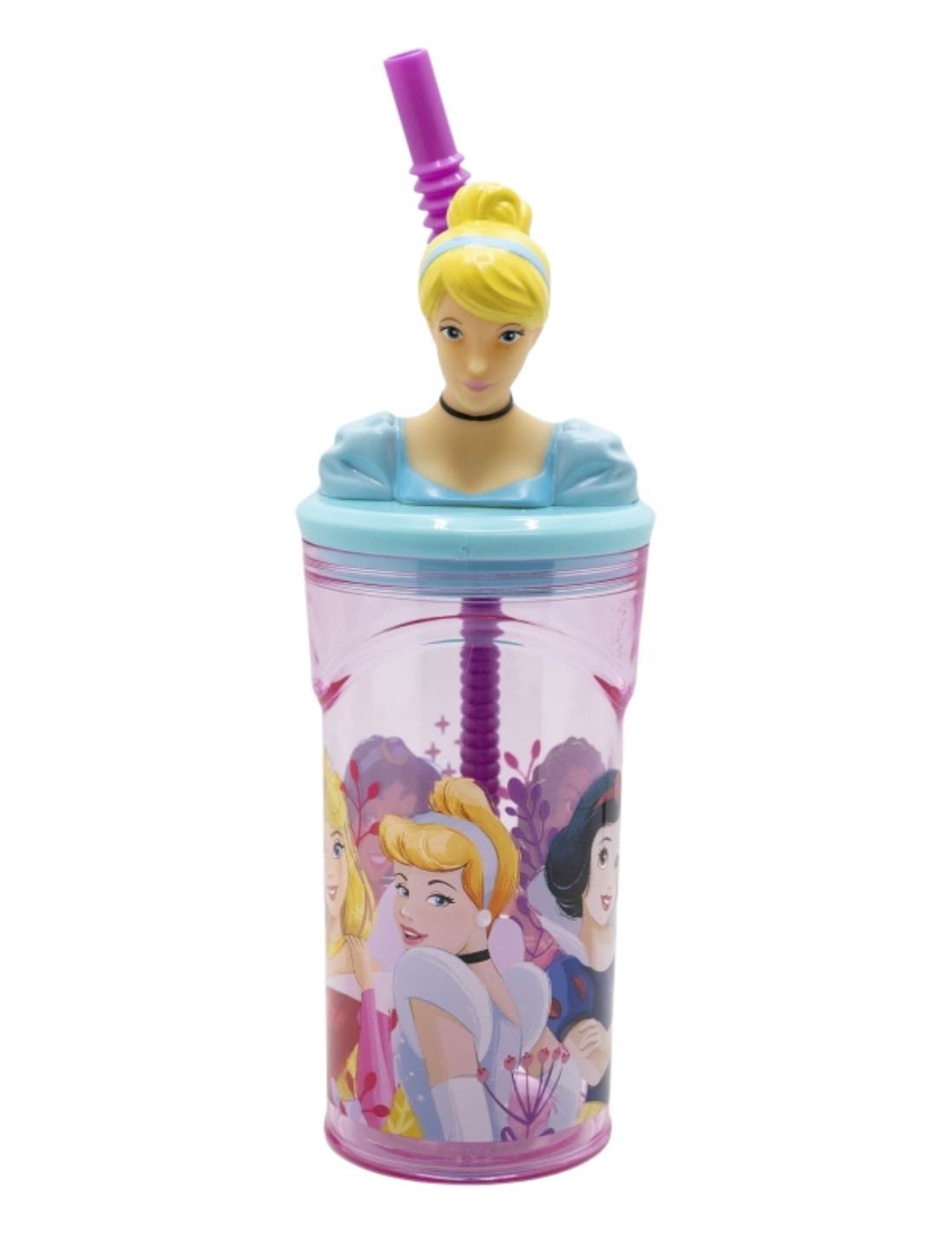 Bicchiere Borraccia Con Cannuccia Disney Cenerentola 3D 360ml