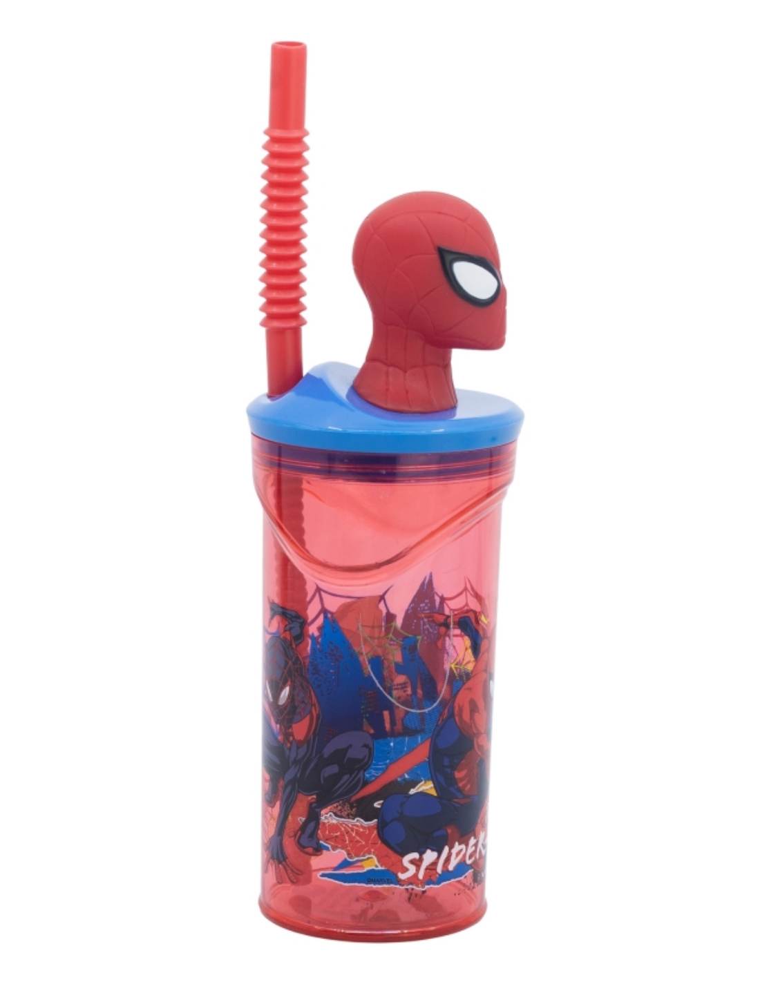 Bicchiere Borraccia Con Cannuccia Spiderman 3D 360ml