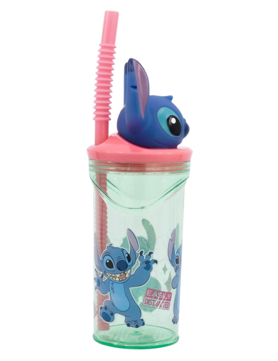 Bicchiere Borraccia Con Cannuccia Disney Stitch 3D 360ml