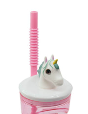 Bicchiere Borraccia Con Cannuccia Unicorno 3D 360ml