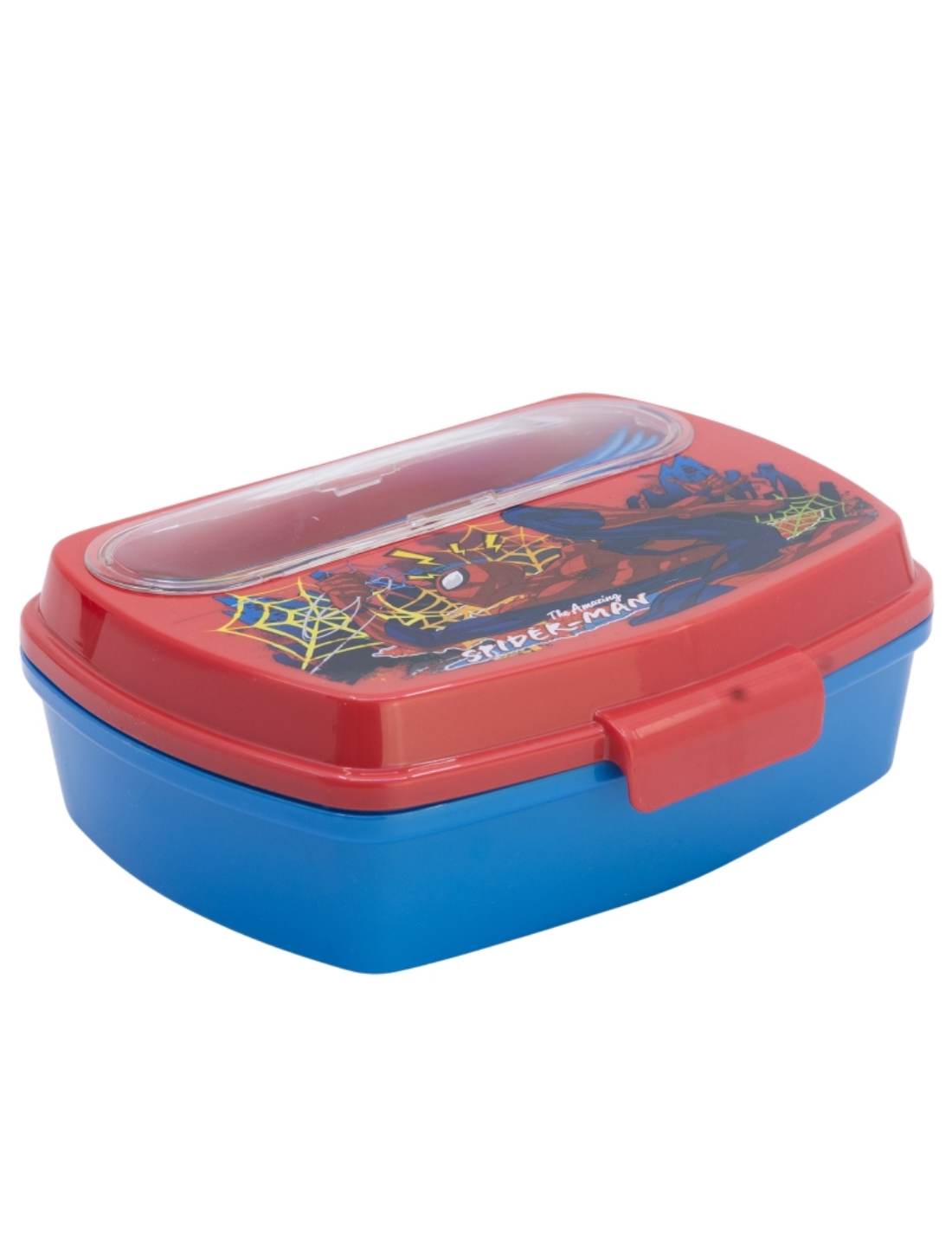Porta Pranzo In Plastica Con Posate Spiderman 17cm