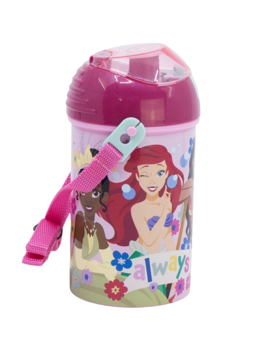 Borraccia A Scatto Con Cannuccia Disney Principesse 450ml