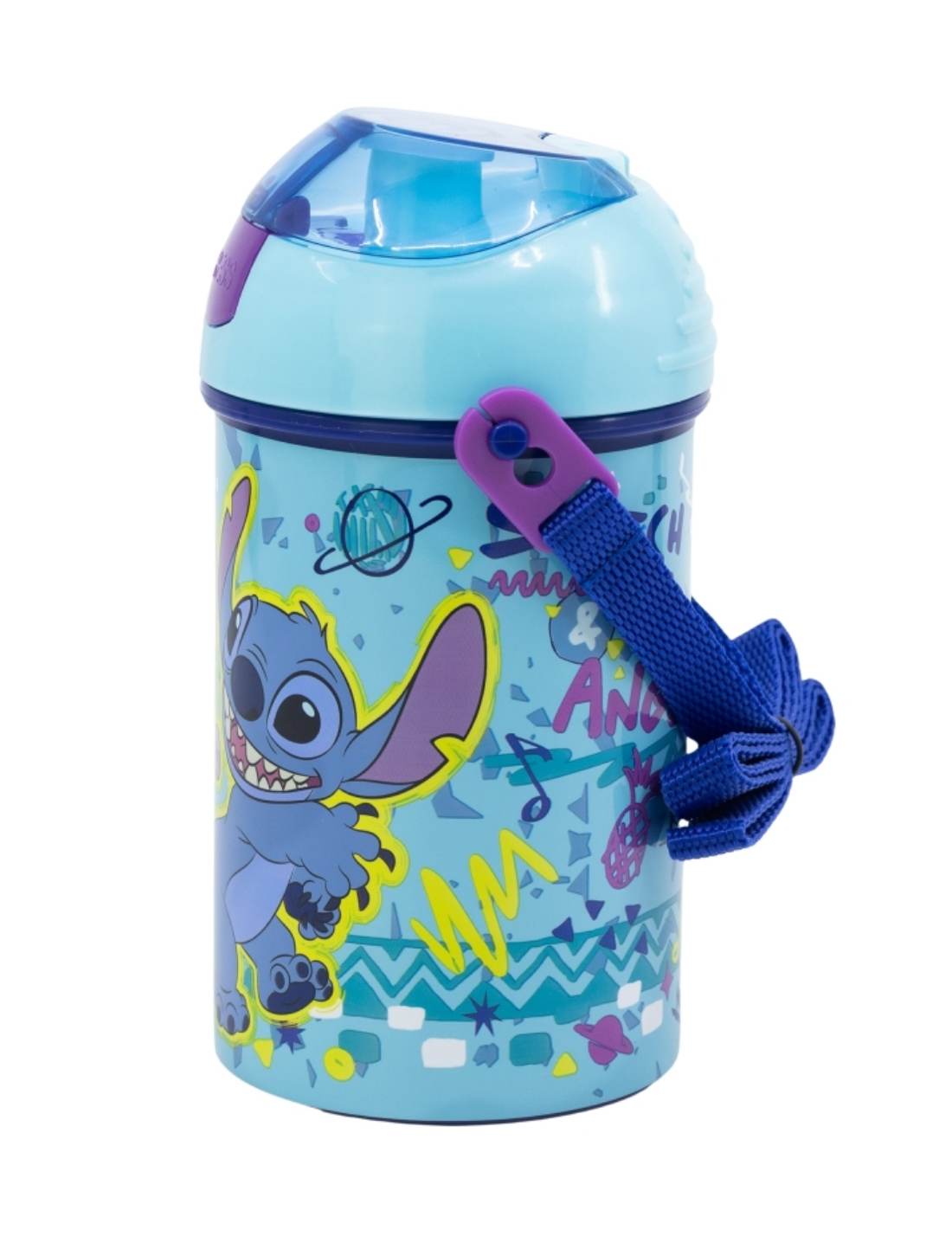 Borraccia A Scatto Con Cannuccia Disney Stitch 450ml