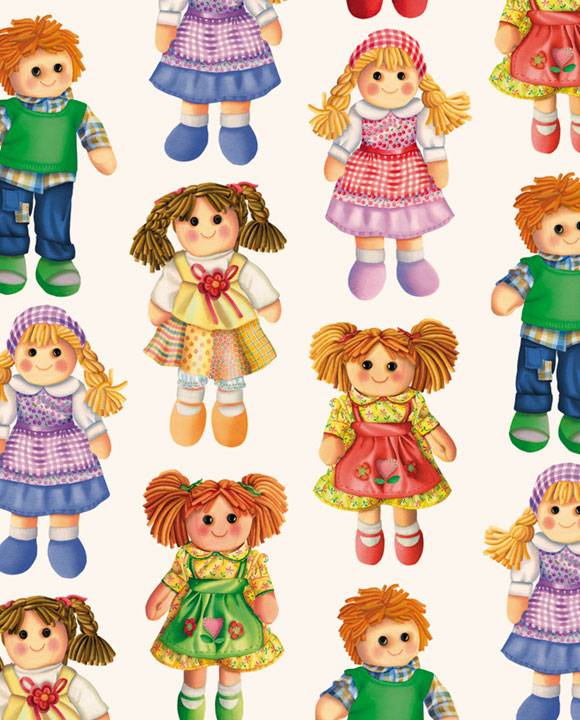 Foglio di Carta Tassotti 70x100cm Fantasia Bambole 85gr