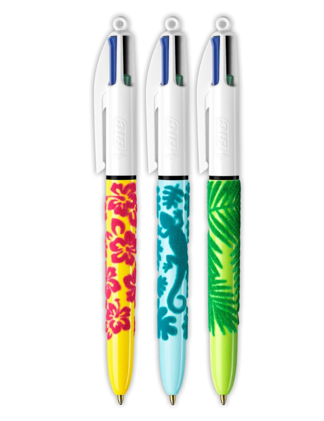 Penna A Sfera Bic 4 Colori Motivo Giungla Punta Media 1,0mm