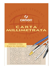 Blocco Carta A4 Millimetrata Canson 80gr 10fg