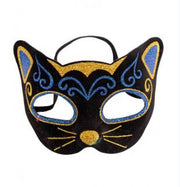 Maschera Gatto Glitter Blu E Oro In Velluto