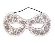 Maschera Occhi Argento Con Perline E Pailletes