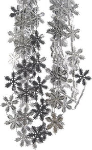 Addobbo Albero di Natale Ghirlanda Collana Di Fiocchi Di Neve Argento