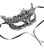 Maschera Occhi Nera In Metallo Con Glitter