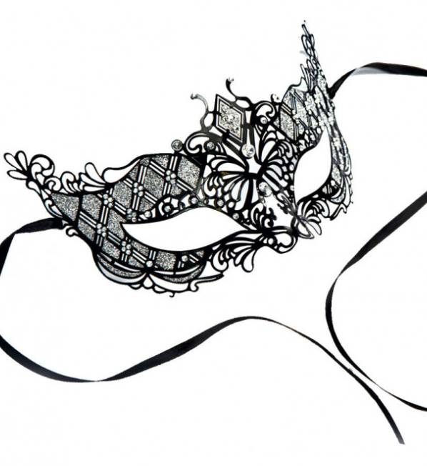 Maschera Occhi Nera In Metallo Con Glitter
