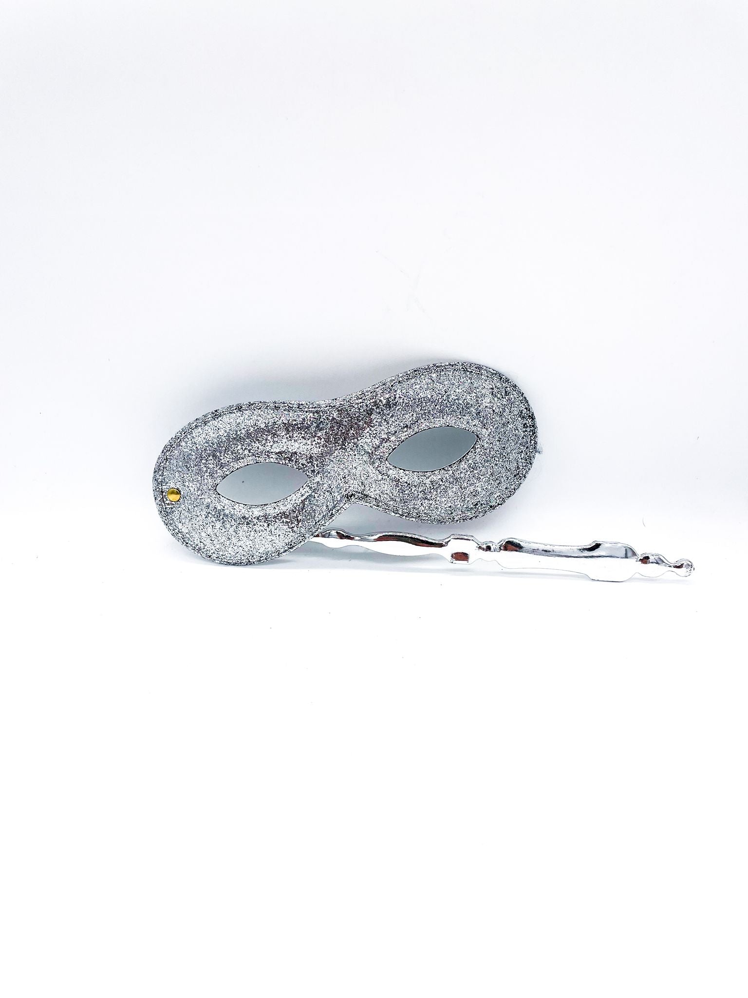 Maschera Con Asta Argento Con Glitter Per Occhi Maschere Carnevale
