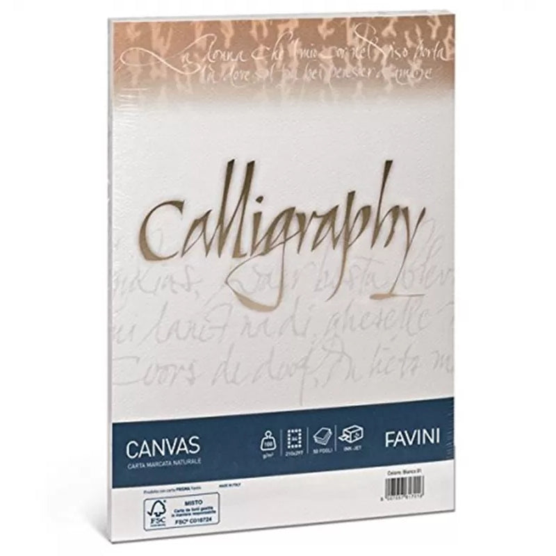 Carta Millerighe Favini Calligraphy 21x29cm 200g 50 Fogli Bianchi