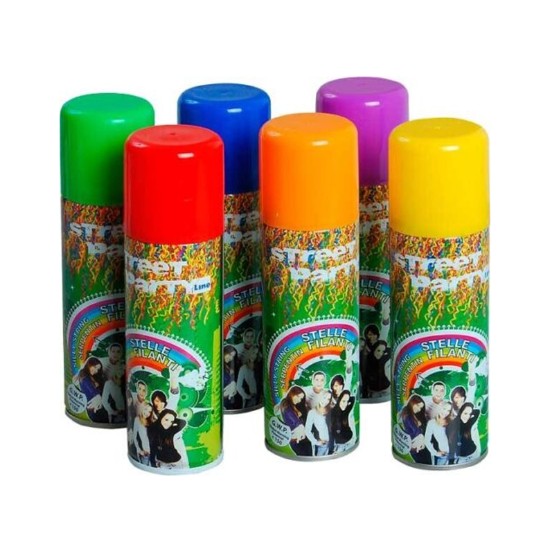 Stelle Filanti Colorate Spray Scherzo Carnevale 83ml Assortito