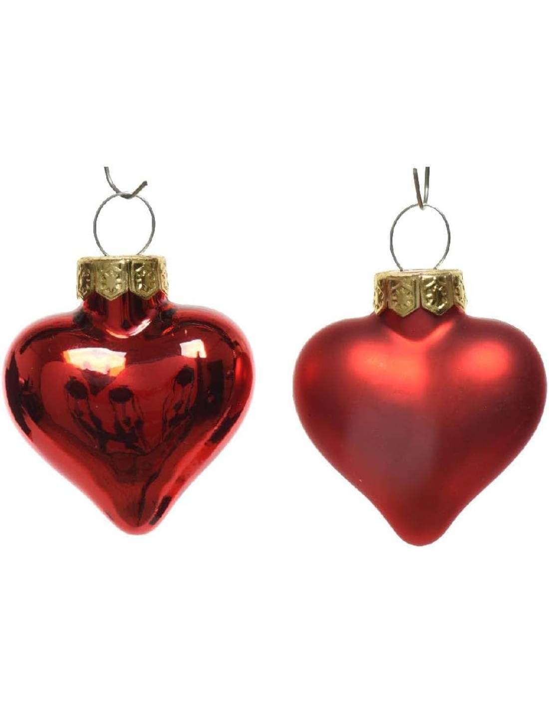 Set 12pz Palline Albero Di Natale Cuore Rosso 4cm