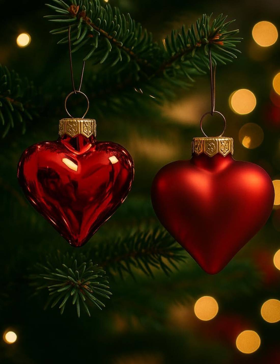 Set 12pz Palline Albero Di Natale Cuore Rosso 4cm