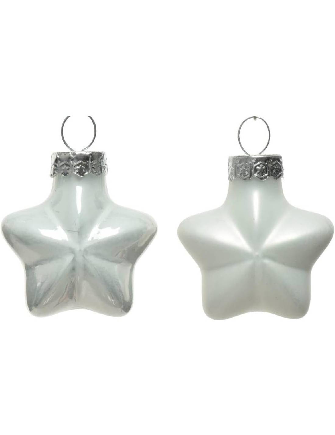 Set 12pz Palline Albero Di Natale Stella Bianca 4cm