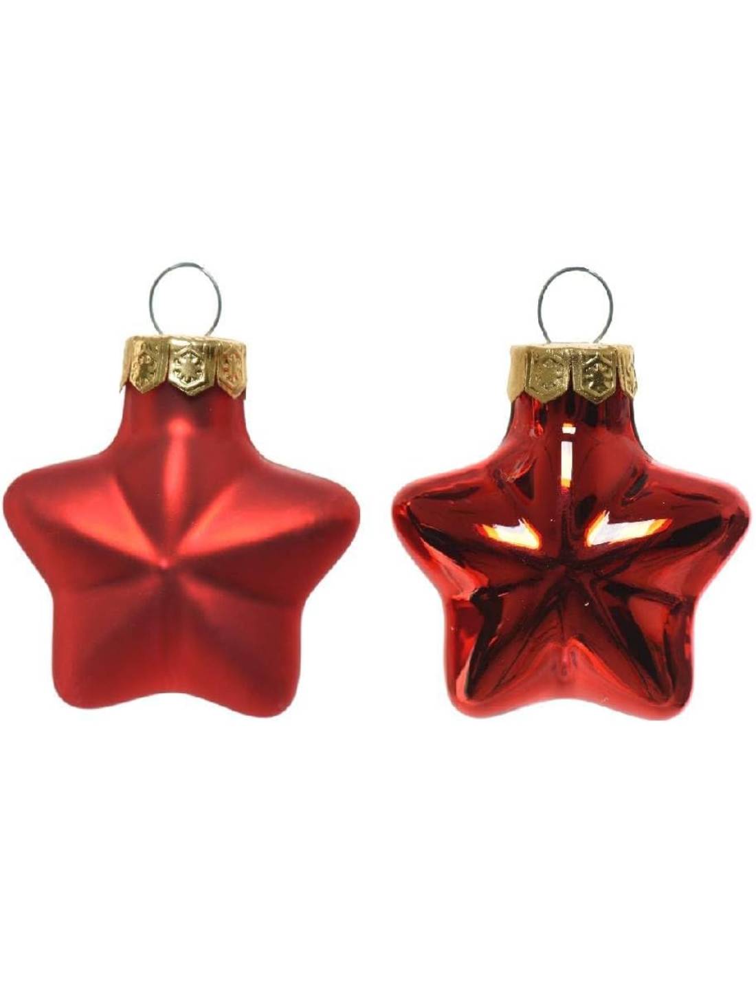 Set 12pz Palline Albero Di Natale Stella Rossa 4cm