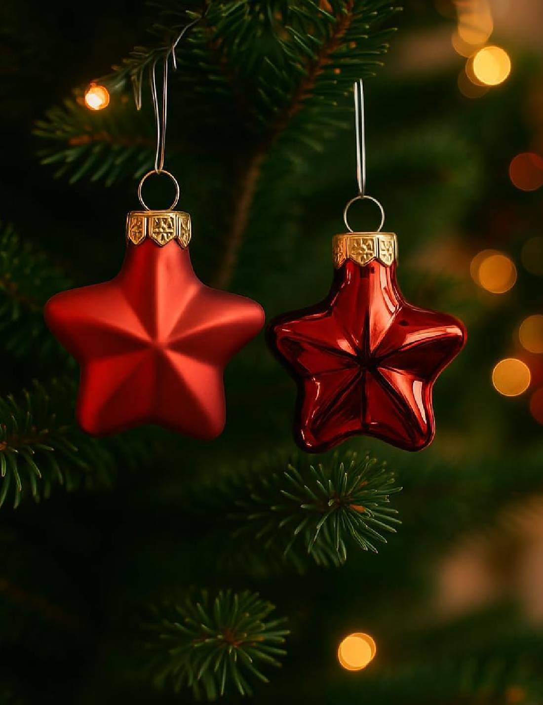 Set 12pz Palline Albero Di Natale Stella Rossa 4cm