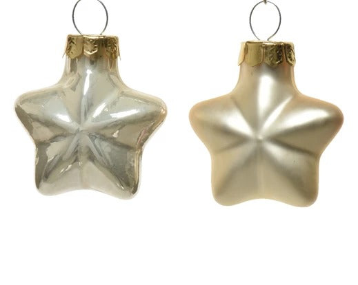Addobbo Albero Di Natale In Vetro Stelle Bianco Perla 12 pz