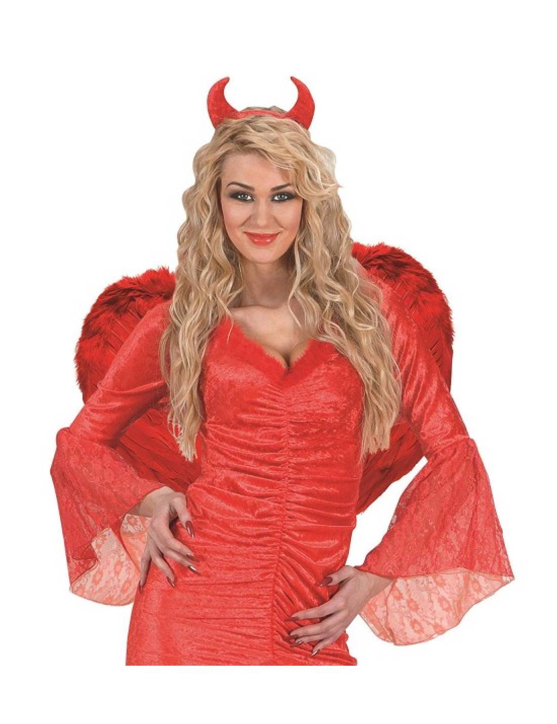 Accessorio Di Halloween Ali Piumate Rosse 50cm