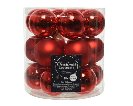 Palline Albero Di Natale In Vetro Rosso 4cm 18pz