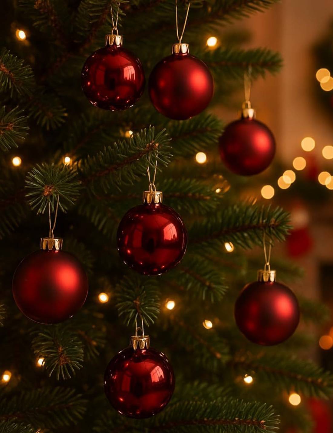 Set 18pz Palline Albero Di Natale Bordeaux 4cm