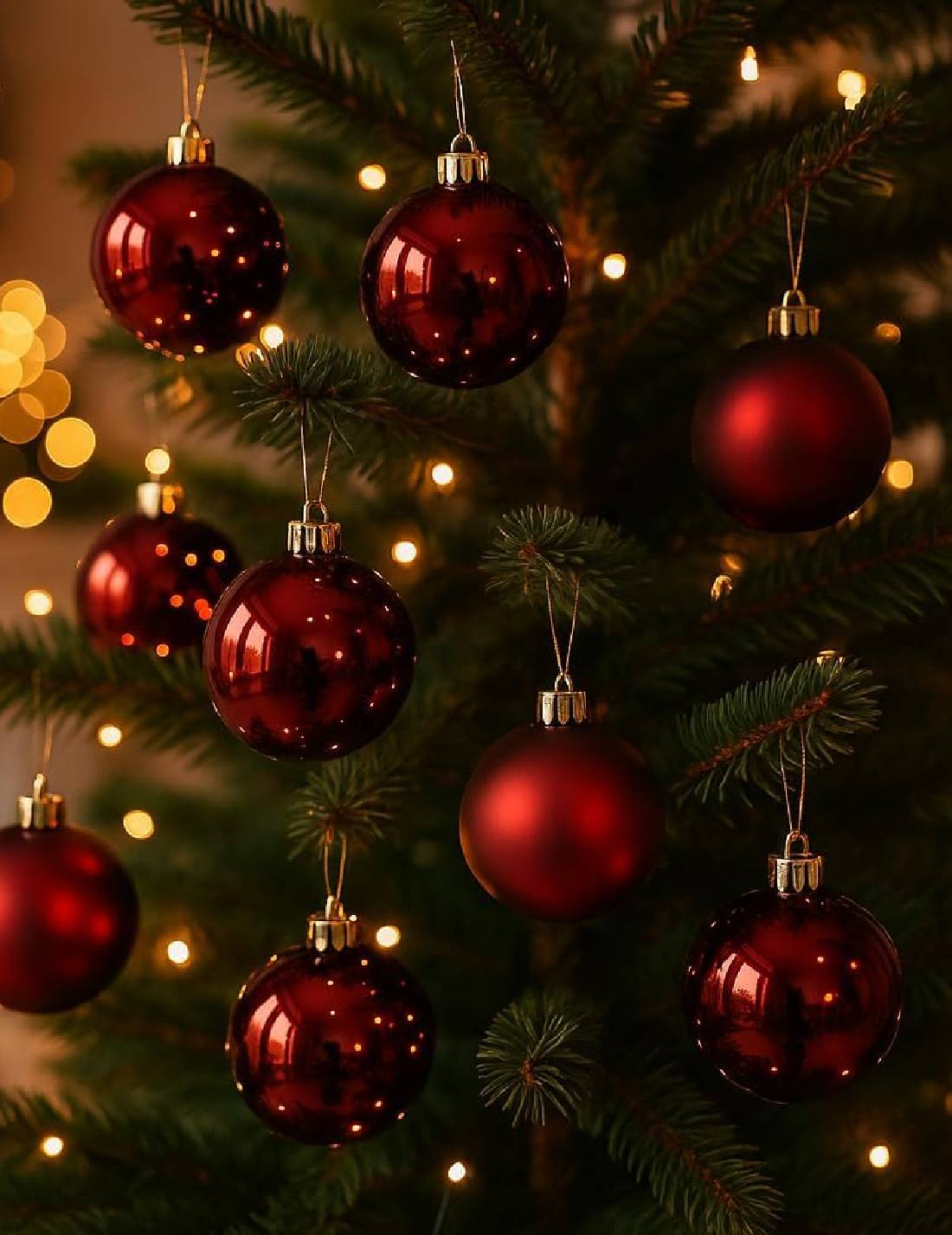 Set 18pz Palline Albero Di Natale Bordeaux 4cm