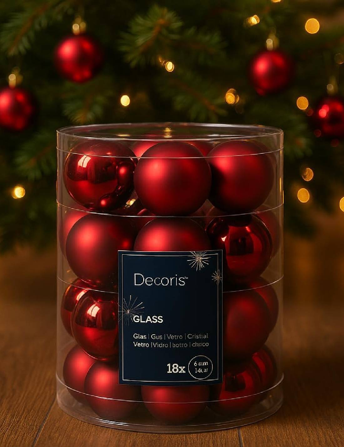 Set 18pz Palline Albero Di Natale Bordeaux 4cm